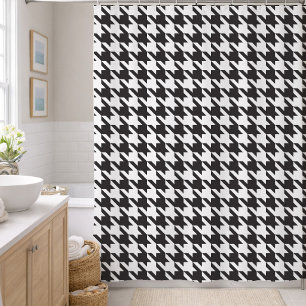 Black and White Houndstooth Pattern Shower Curtain