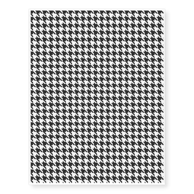 Black and White Houndstooth Pattern Temporary Tattoos (Front)