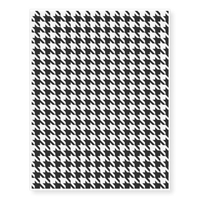 Black and White Houndstooth Pattern Temporary Tattoos (Front)