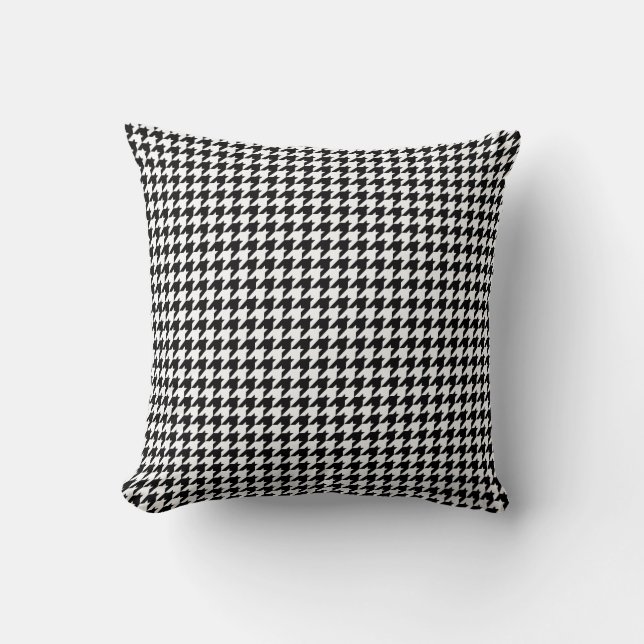 Black and White Houndstooth Pattern Throw Pillow (Front)