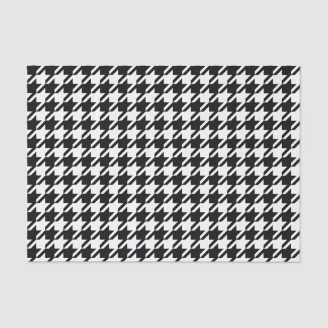 Black and White Houndstooth Pattern Tissue Paper (Front)