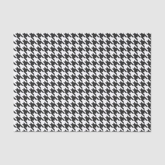 Black and White Houndstooth Pattern Tissue Paper (Front)