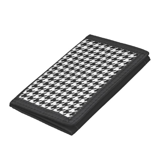 Black and White Houndstooth Pattern Trifold Wallet (Bottom)