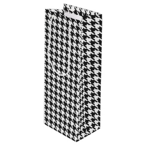 Black and White Houndstooth Pattern Wine Gift Bag