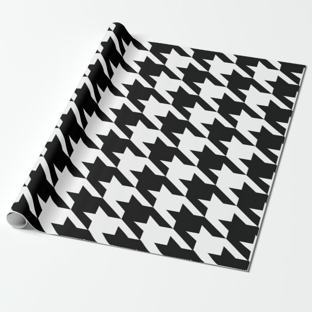 Black and white Houndstooth pattern Wrapping Paper (Unrolled)