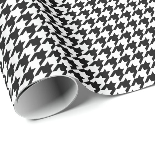 Black and White Houndstooth Pattern Wrapping Paper