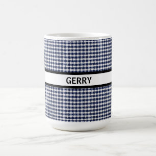 Black and White Houndstooth Personalized Coffee Mug