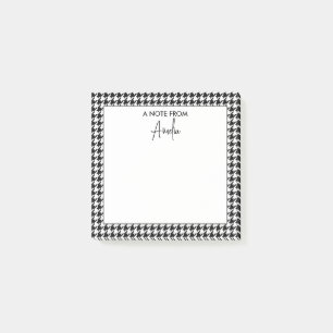 Black and White Houndstooth Personalized Name Post-it Notes