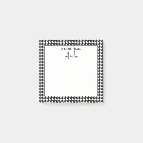 Black and White Houndstooth Personalized Name Post_it Notes