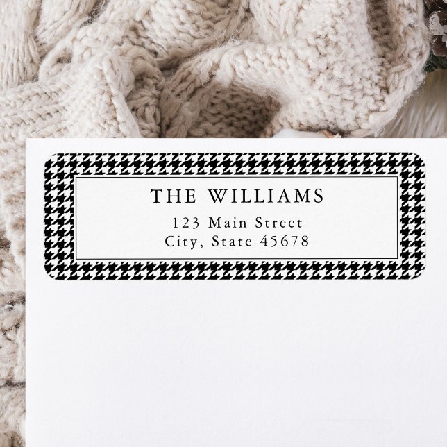 Black and White Houndstooth Return Address Label (Creator Uploaded)