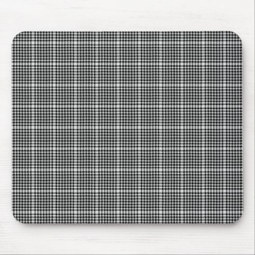 Black and White Houndstooth Tartan Plaid Mouse Pad