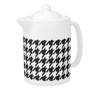 Black and White Houndstooth Teapot