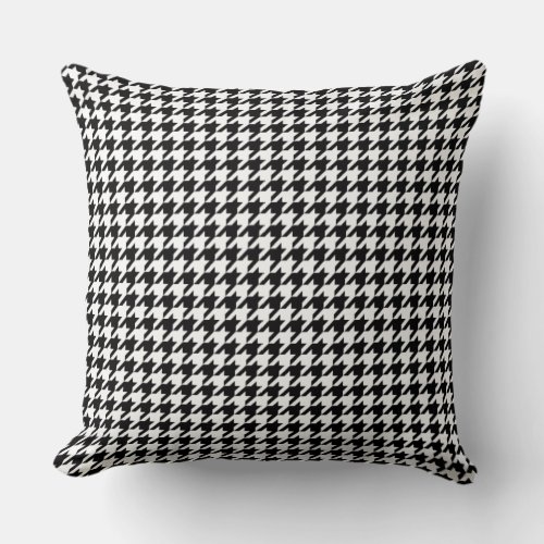 Black and White Houndstooth Throw Pillow