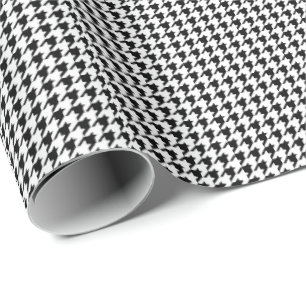 Black and White Houndstooth Wrapping Paper