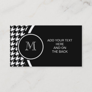 Black and White Houndstooth Your Monogram Business Card