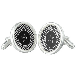 Black and White Houndstooth Your Monogram Cufflinks