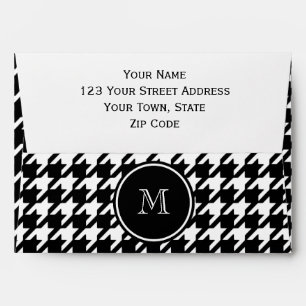 Black and White Houndstooth Your Monogram Envelope
