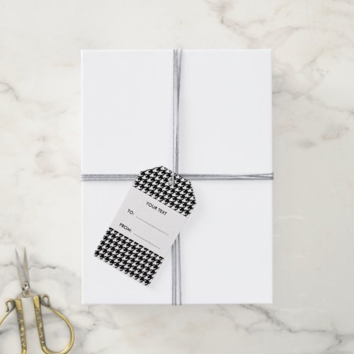 Black and White Houndstooth Your Monogram Gift Tags