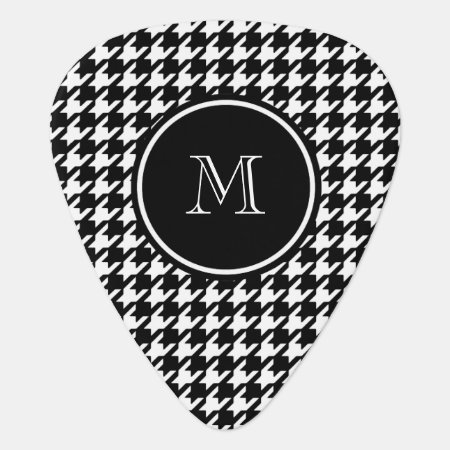Black And White Houndstooth Your Monogram Guitar Pick