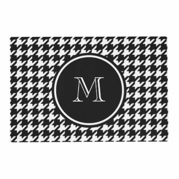 Black And White Houndstooth Your Monogram Placemat by GraphicsByMimi at Zazzle