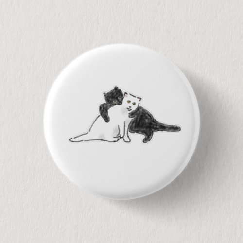 Black and White Hugging Cats Personalized Gift Button