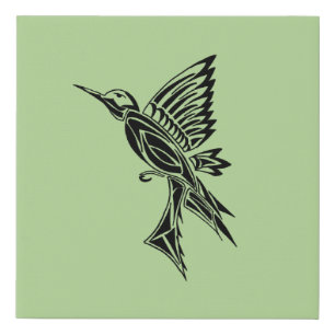 Black and White Hummingbird Tattoo Canvas Print