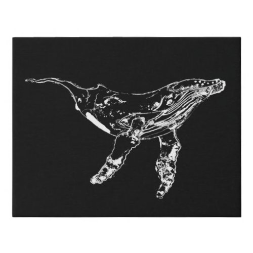 Black and White Humpback Whale Faux Canvas Print