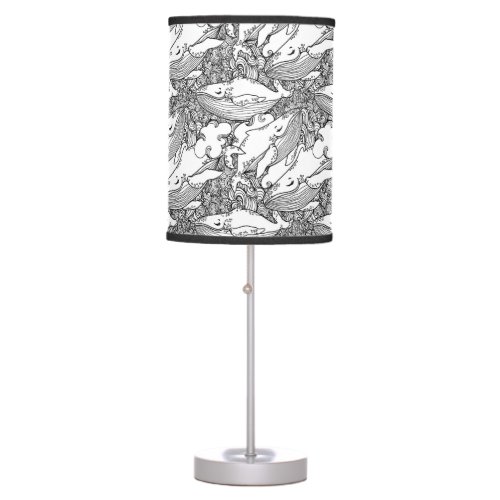 Black And White Humpback Whale Table Lamp