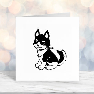 Black and White Husky Puppy Dog Self-inking Stamp