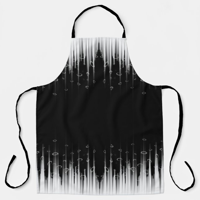 Black And White Hypnotic Circled Line Streaks Art Apron (Front)