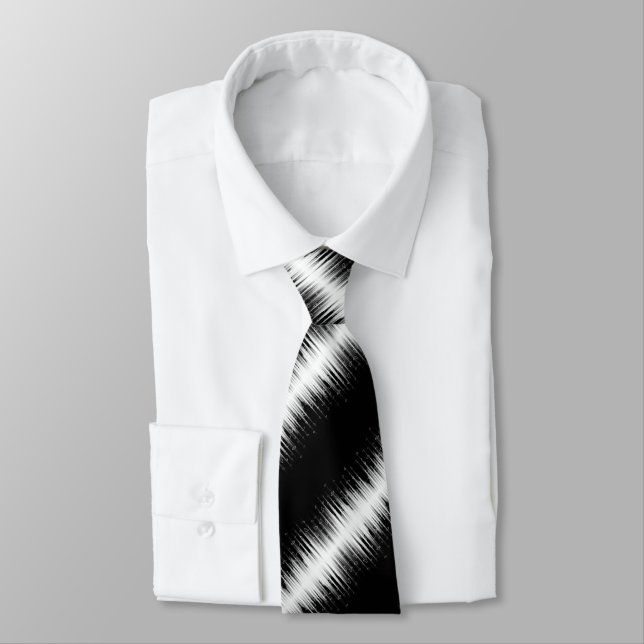 Black And White Hypnotic Circled Line Streaks Art  Neck Tie (Tied)