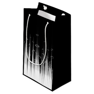 Black And White Hypnotic Circled Line Streaks Art Small Gift Bag