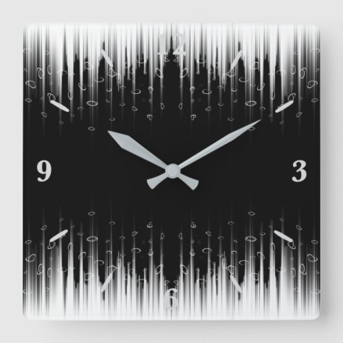 Black And White Hypnotic Circled Line Streaks Art Square Wall Clock