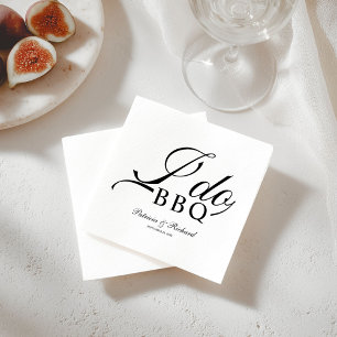 Black And White I Do BBQ Engagement Party Napkins