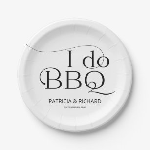 Black And White I do BBQ Engagement Party  Paper Plates