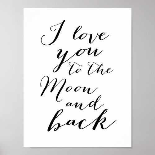 Black And White I love you Poster Print 85x11