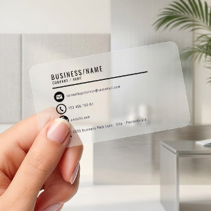 Black and white icons business frosted clear business cards