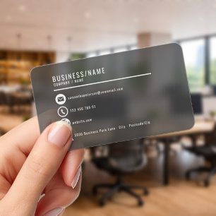 Black and white icons business frosted clear business cards