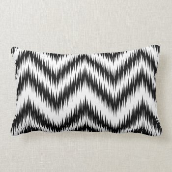 Black And White Ikat Chevron Pattern Pillow by KeikoPrints at Zazzle