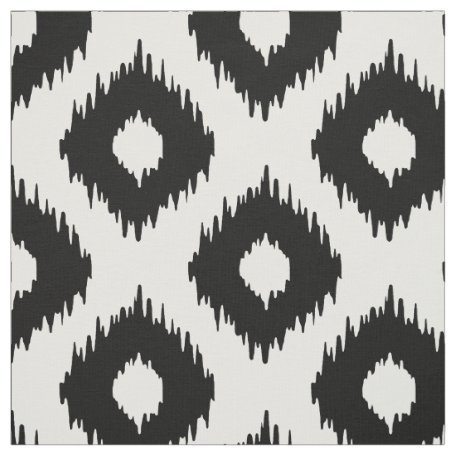 Black and White Ikat Pattern Fabric | Zazzle.com