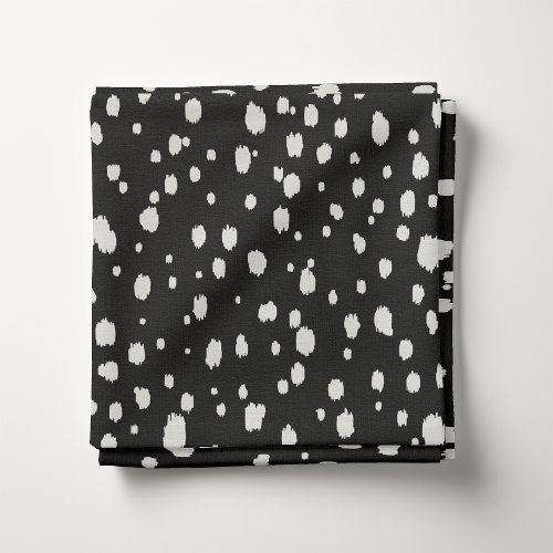 Black and White Ikat Scattered Dots Fabric