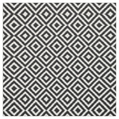Black And White Ikat Squares Mosaic Art Pattern Fabric