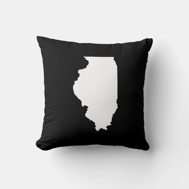 Black and White Illinois Throw Pillow (Front)