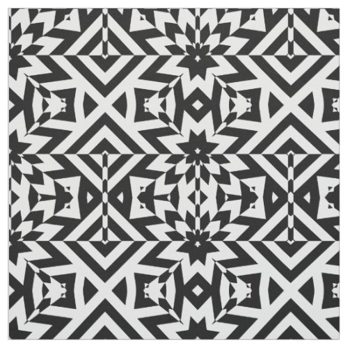 Black and White Illusive Op Art Geometric Pattern Fabric