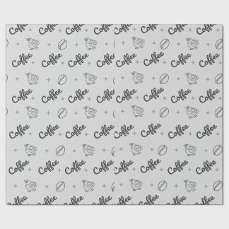 Black and White Illustrated Coffee Wrapping Paper