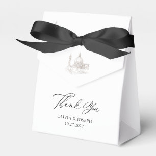 Black and White   Illustrated Italian Wedding Favor Boxes