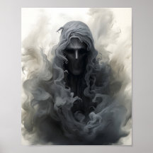 Black And White Illustration Of Creepy Ghost