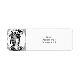 Black and White Illustration of Marie Antoinette Label