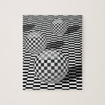Black And White Illustration With Balls On A Chess Jigsaw Puzzle at Zazzle