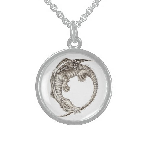 Black and White image of Dragon necklace